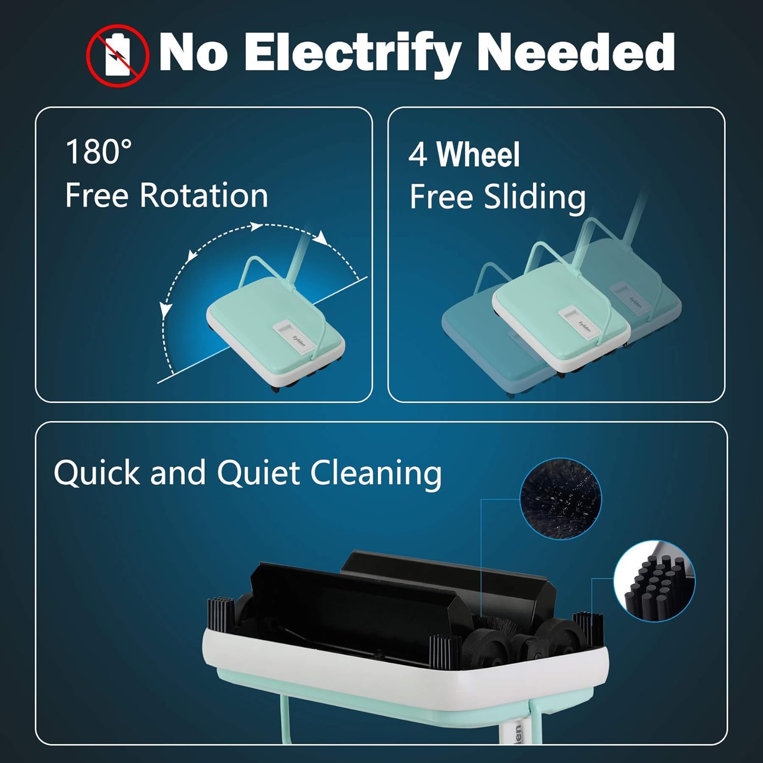 Eyliden Mini Carpet Sweeper Quiet No Noise Manual Cleaning