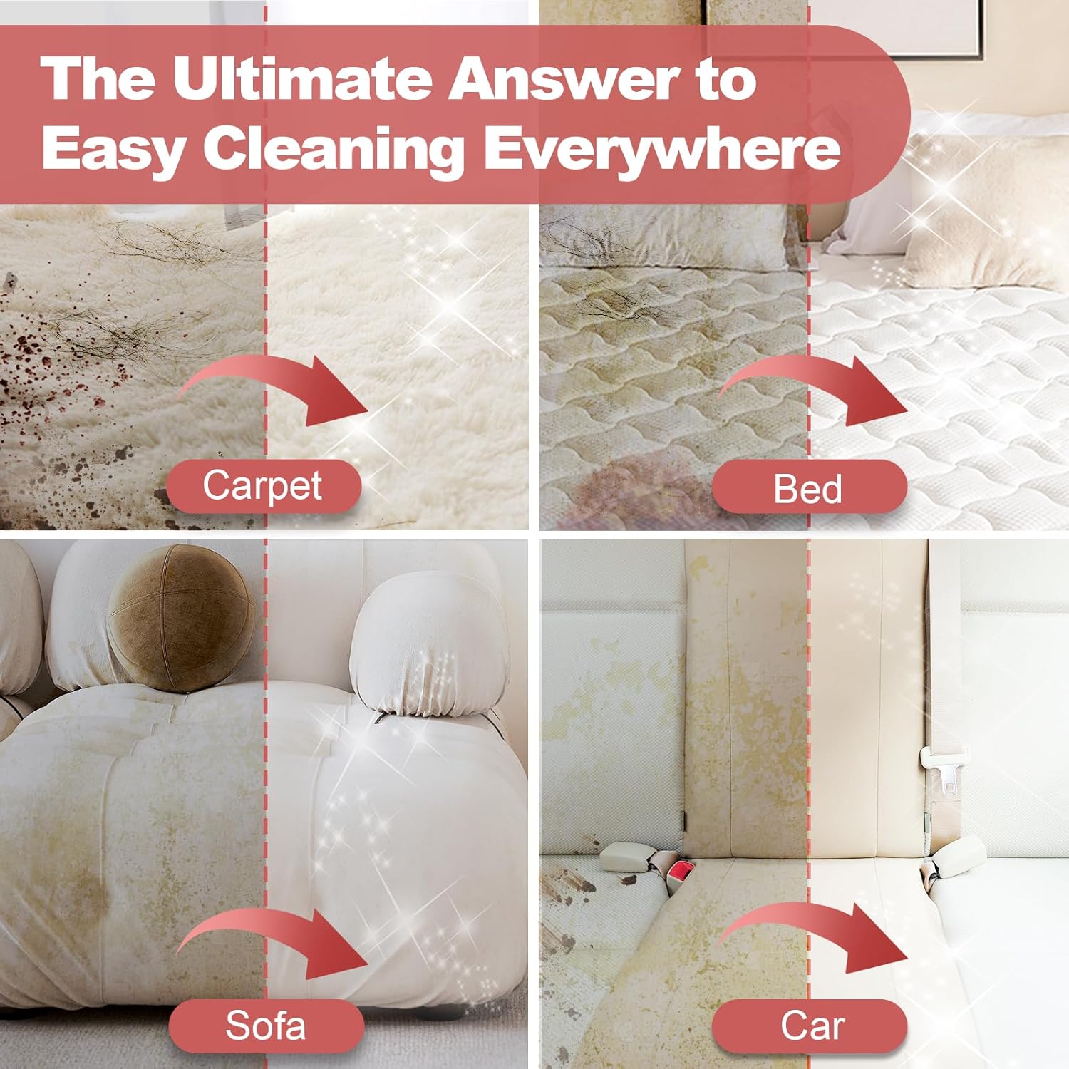 MUJERBAY Upholstery Carpet Cleaner 12Kpa Portable