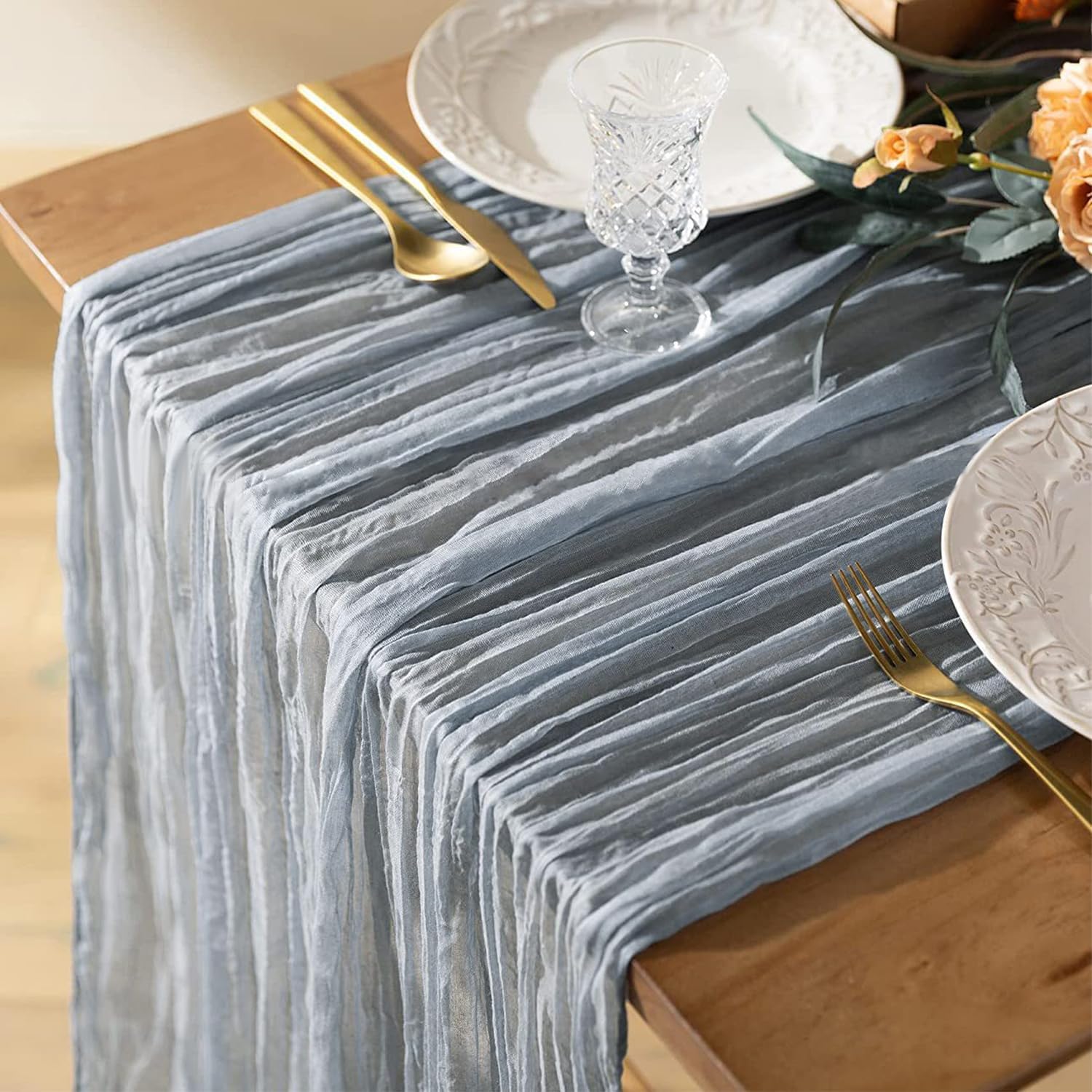 2 Pack 10 Ft Dusty Blue Cheesecloth Table Runners