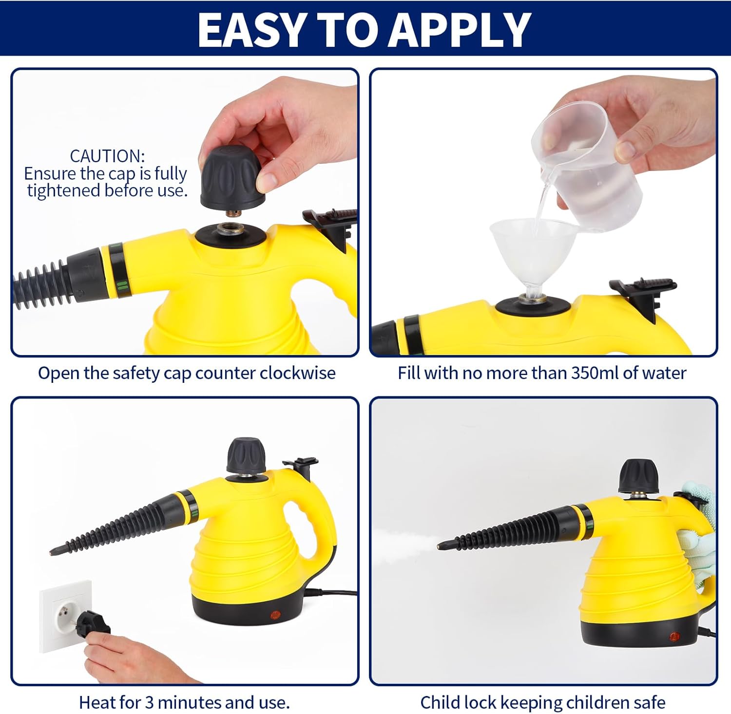 STRCEAT Handheld Steam Cleaner with 12 Accessories and Safety Lock