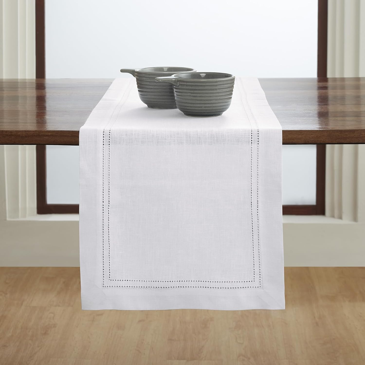 Solino Home Linen White Table Runner 72 Inches Long