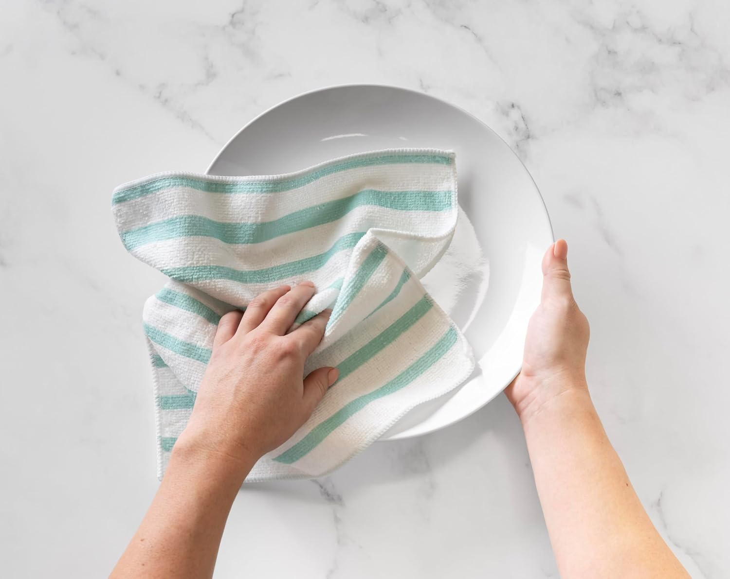 Martha Stewart Microfiber Cleaning Cloths 24 Count Teal Stripes