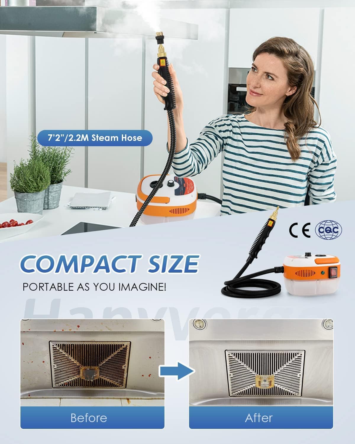 2500W Handheld Steam Cleaner for Home and Car Cleaning