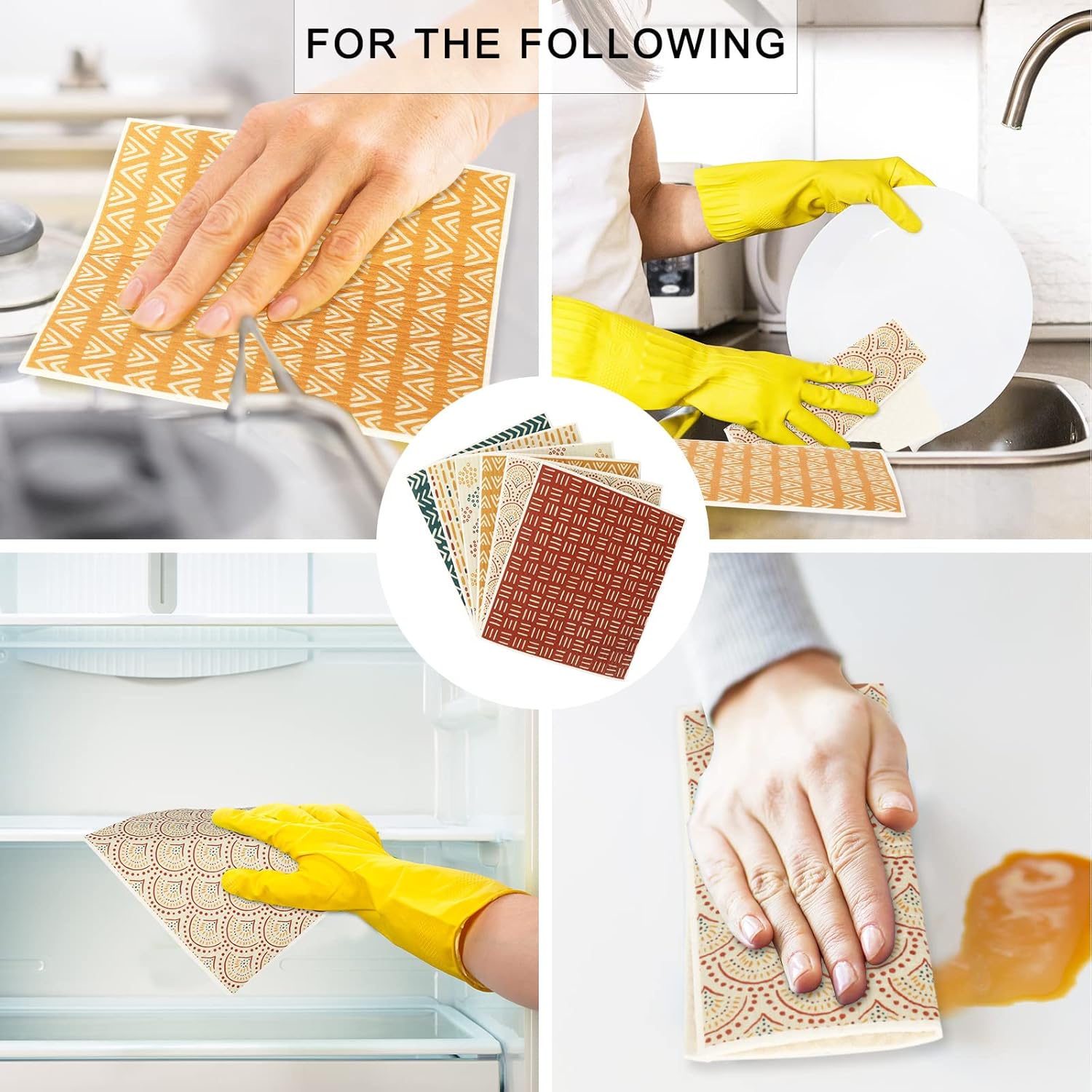 Whaline 6Pcs Boho Geometric Dish Towels