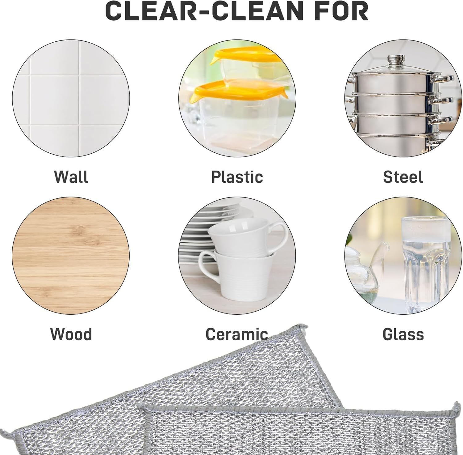 Multipurpose Wire Dish Rags 5PCS Reusable Kitchen Cleaner