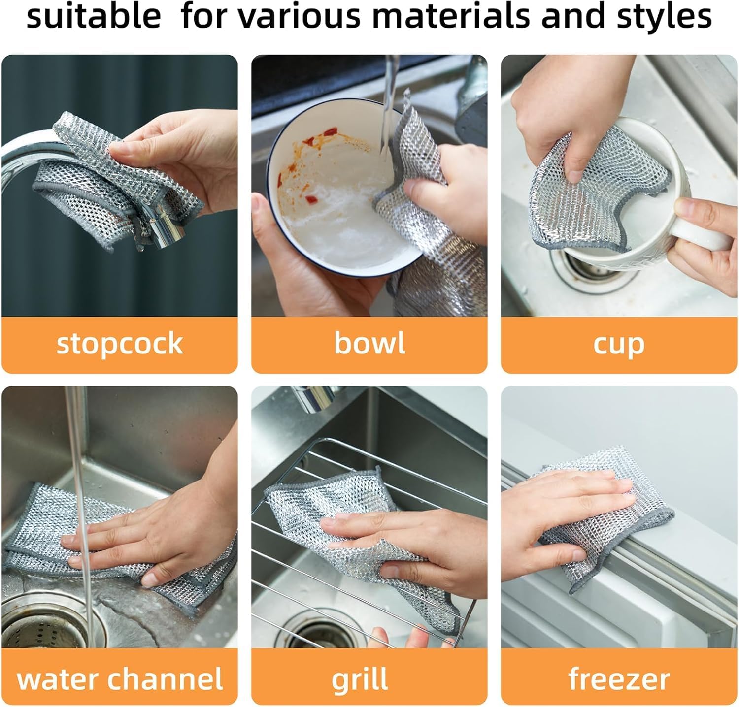 Multipurpose Wire Dish Rags 5PCS Reusable Kitchen Cleaner