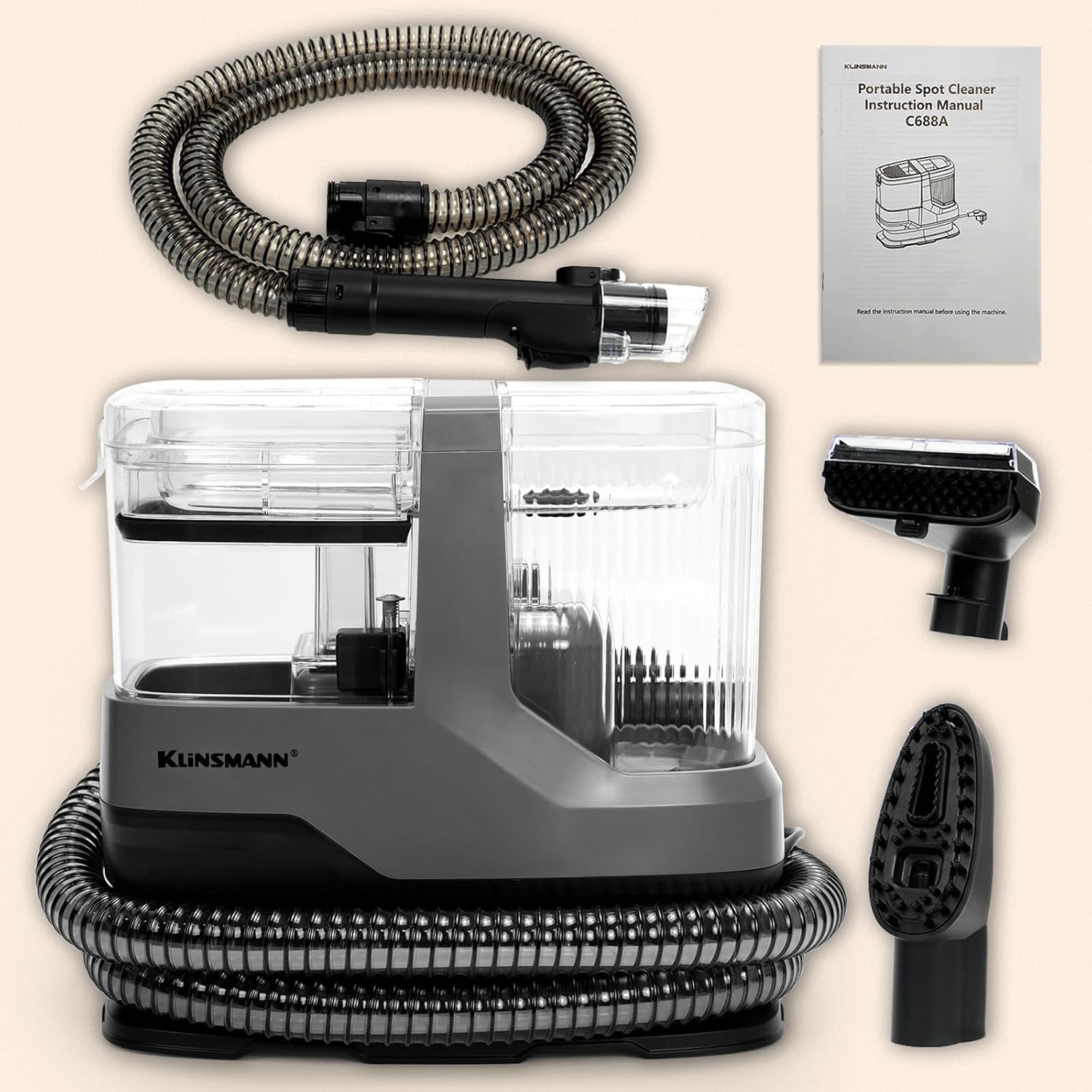 Klinsmann Portable Carpet Cleaner Machine with 17KPa Suction Power
