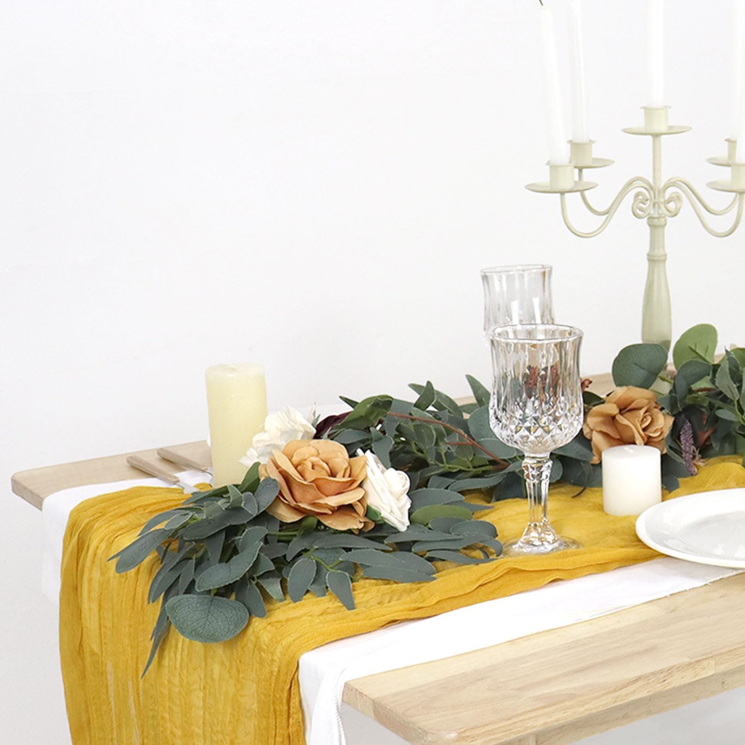 Elegant Gauze Cheesecloth Table Runner 36x120 Inches