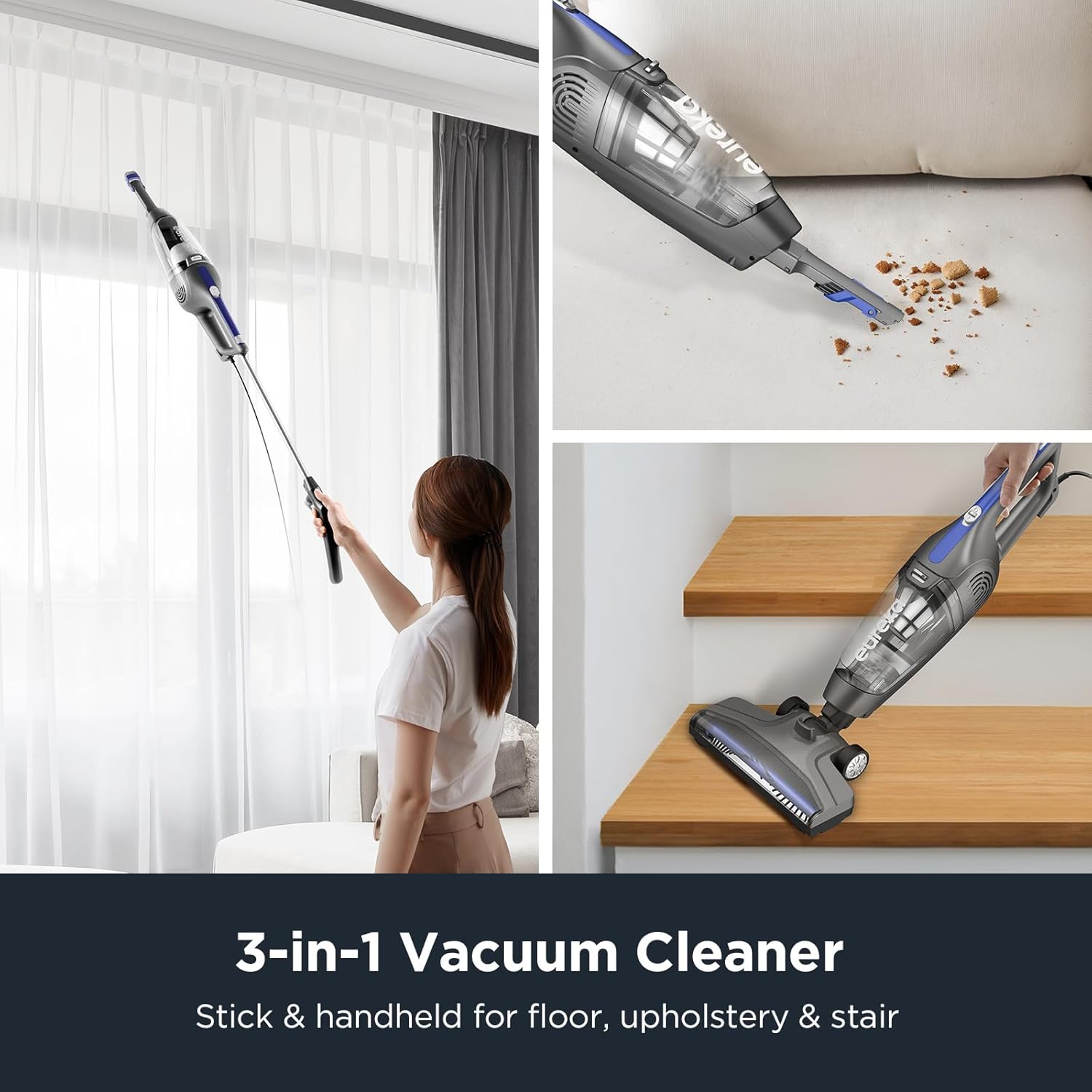 Eureka NES312 Corded Stick Vacuum Cleaner Blue 3-in-1
