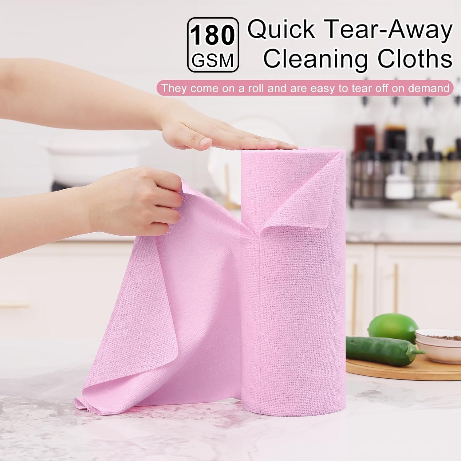 Homaxy Tear Away Dish Cloths Rolls 40 Sheets Pink