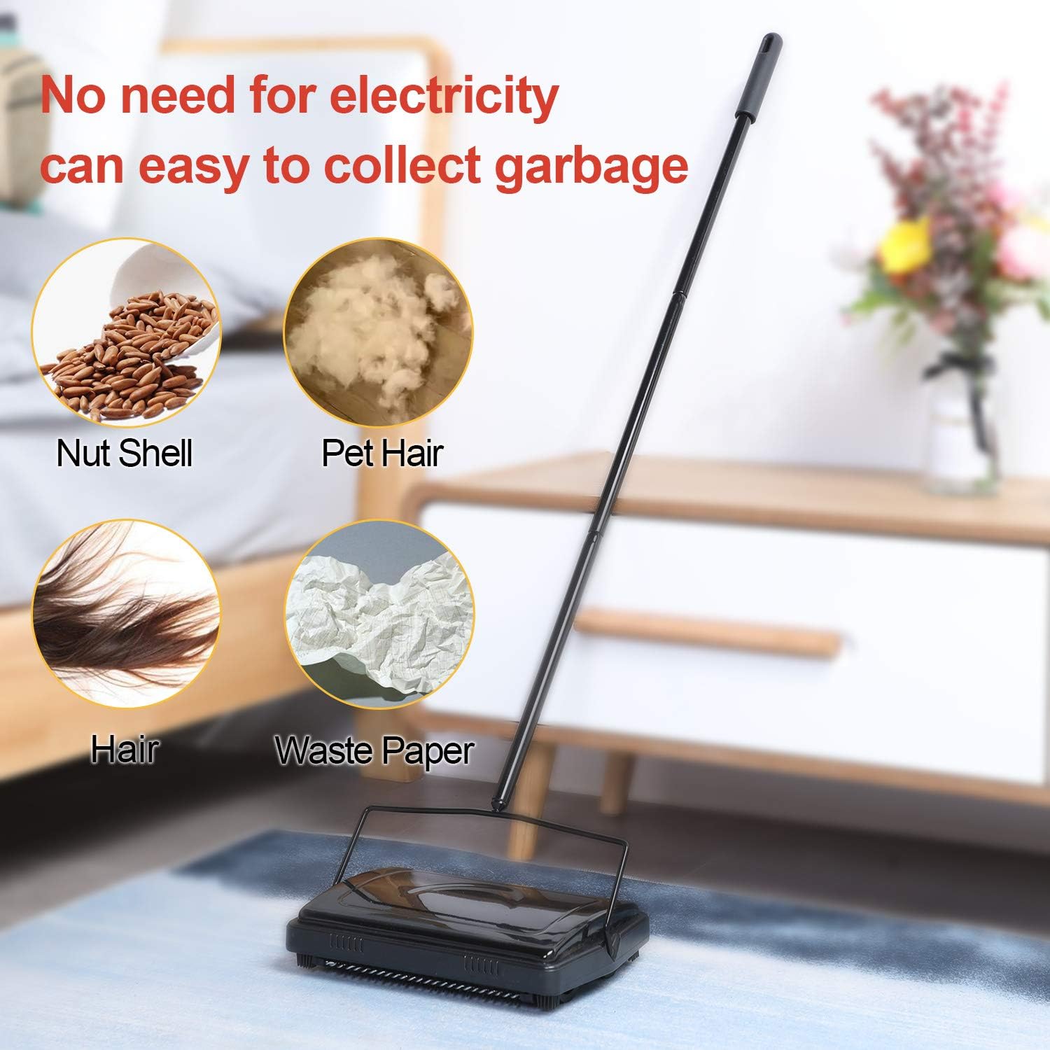 Yocada Multi-Functional Carpet Sweeper with Brush Black