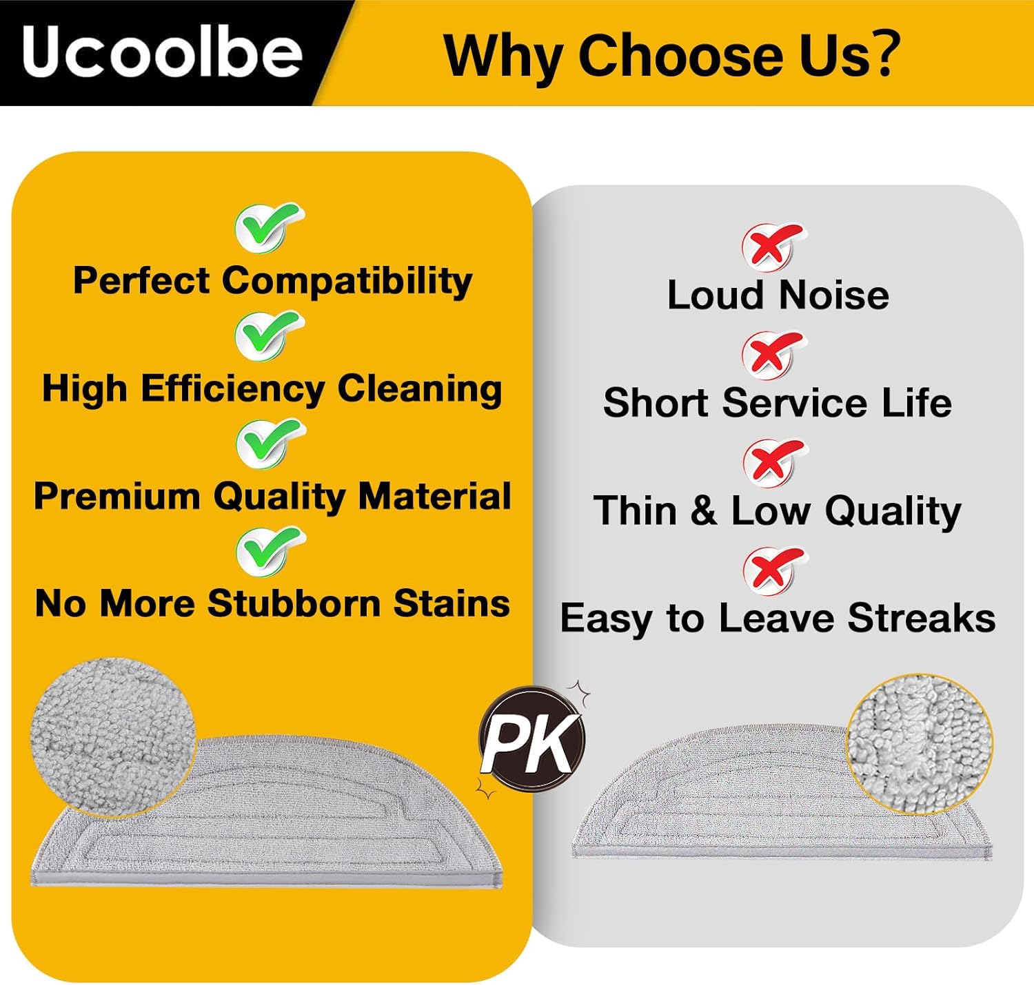 Ucoolbe Roborock Mop Pads 8 Pack Replacement Accessories