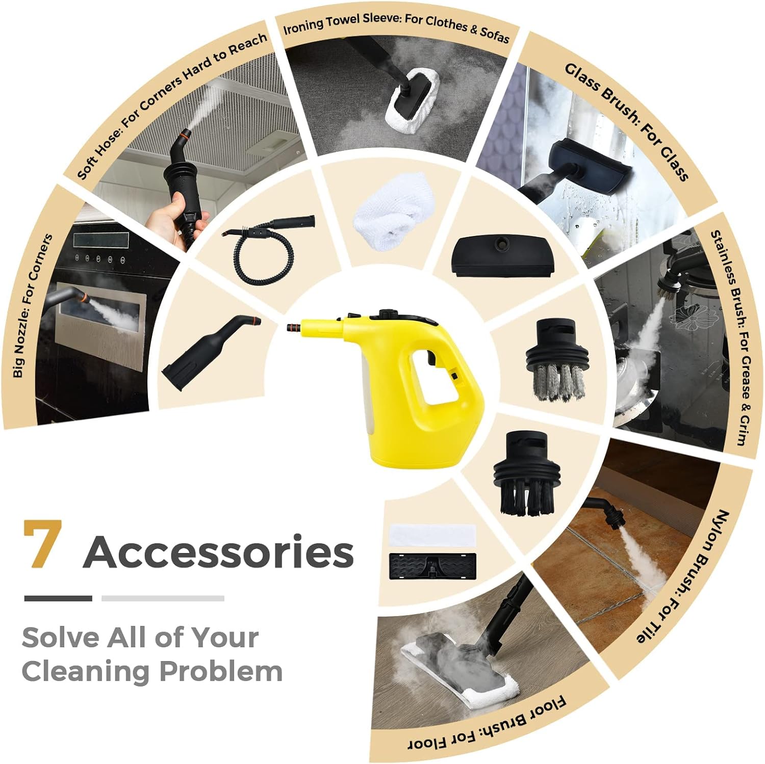 Goplus Multipurpose Handheld Steam Cleaner with 17 Accessories