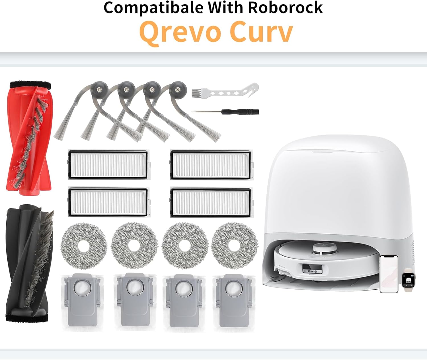 18 PCS Roborock Qrevo Replacement Accessories Kit