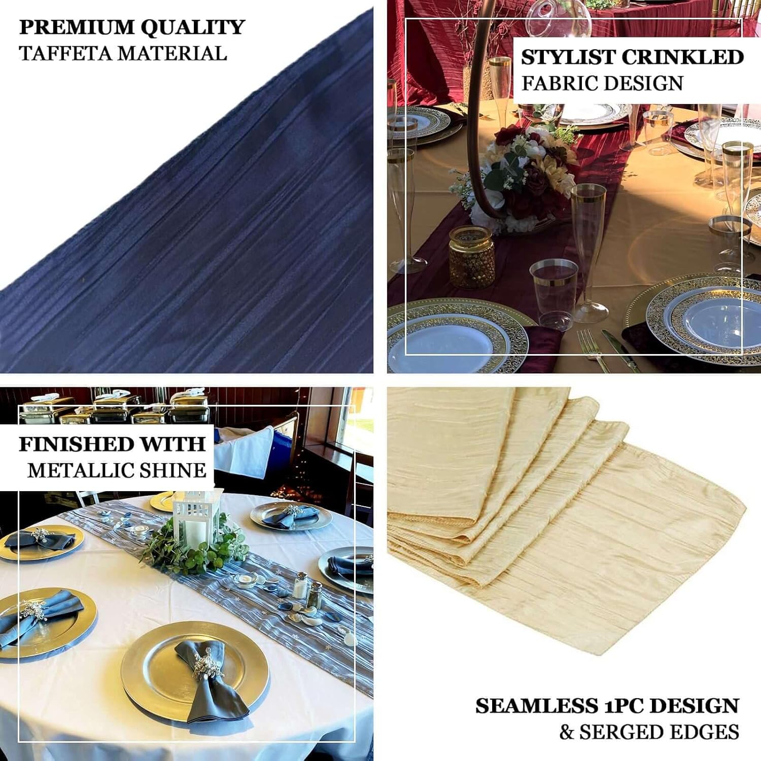 Efavormart 12x108 Accordion Crinkle Taffeta Table Runner