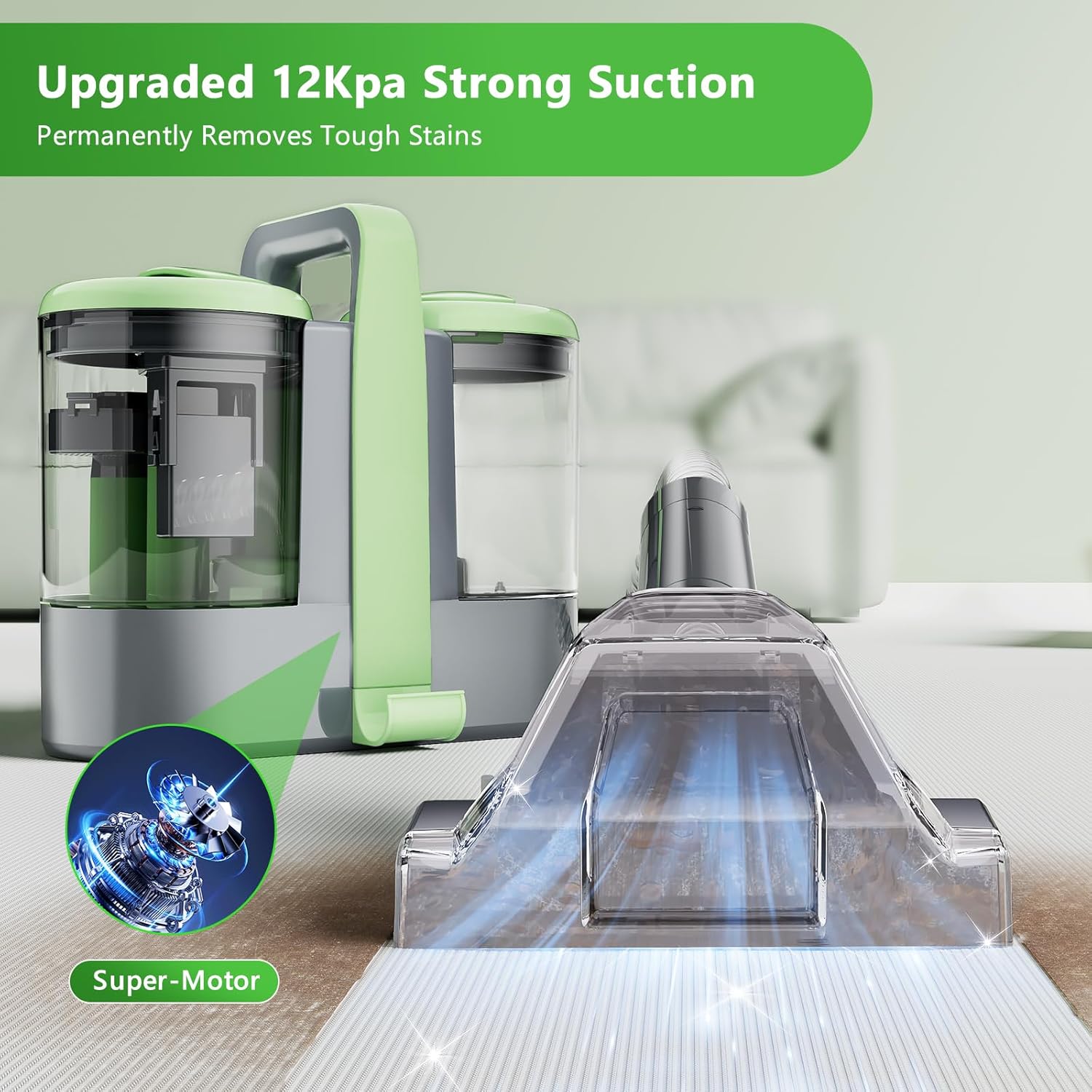 Carpet Cleaner Machine with 18Kpa Suction and 500W Power