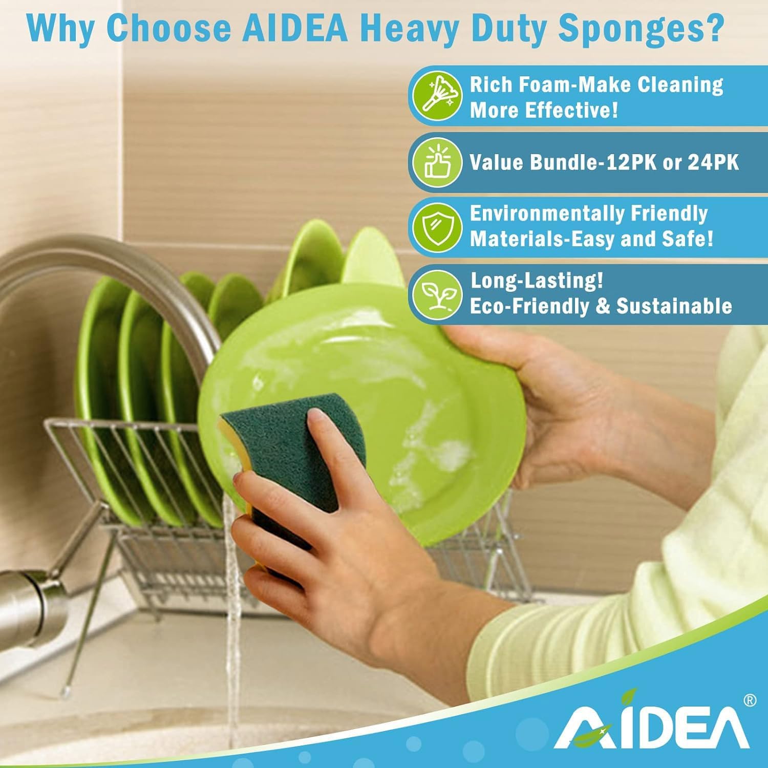 AIDEA Kitchen Towels 24 Count Dish Cloths Set