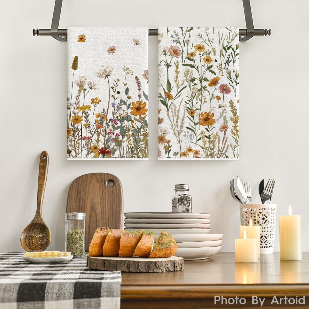 Artoid Mode Daisy Wild Flowers Dish Towels Set of 2