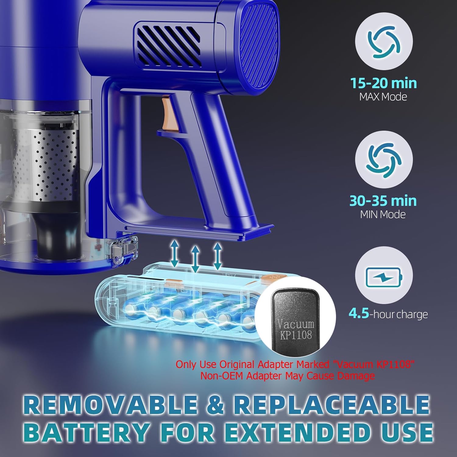 Cordless Vacuum Cleaner with 180 Bendable Wand and Touch Screen