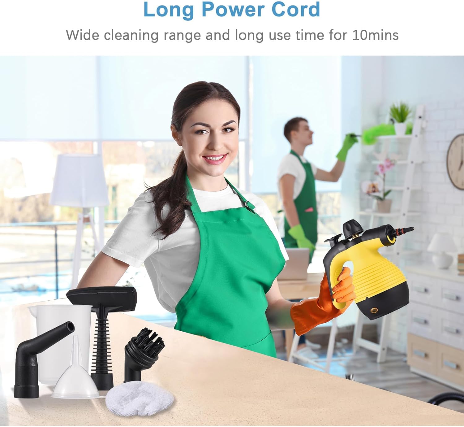Docreate Handheld Steam Cleaner with 9 PCS Accessory Kit Yellow