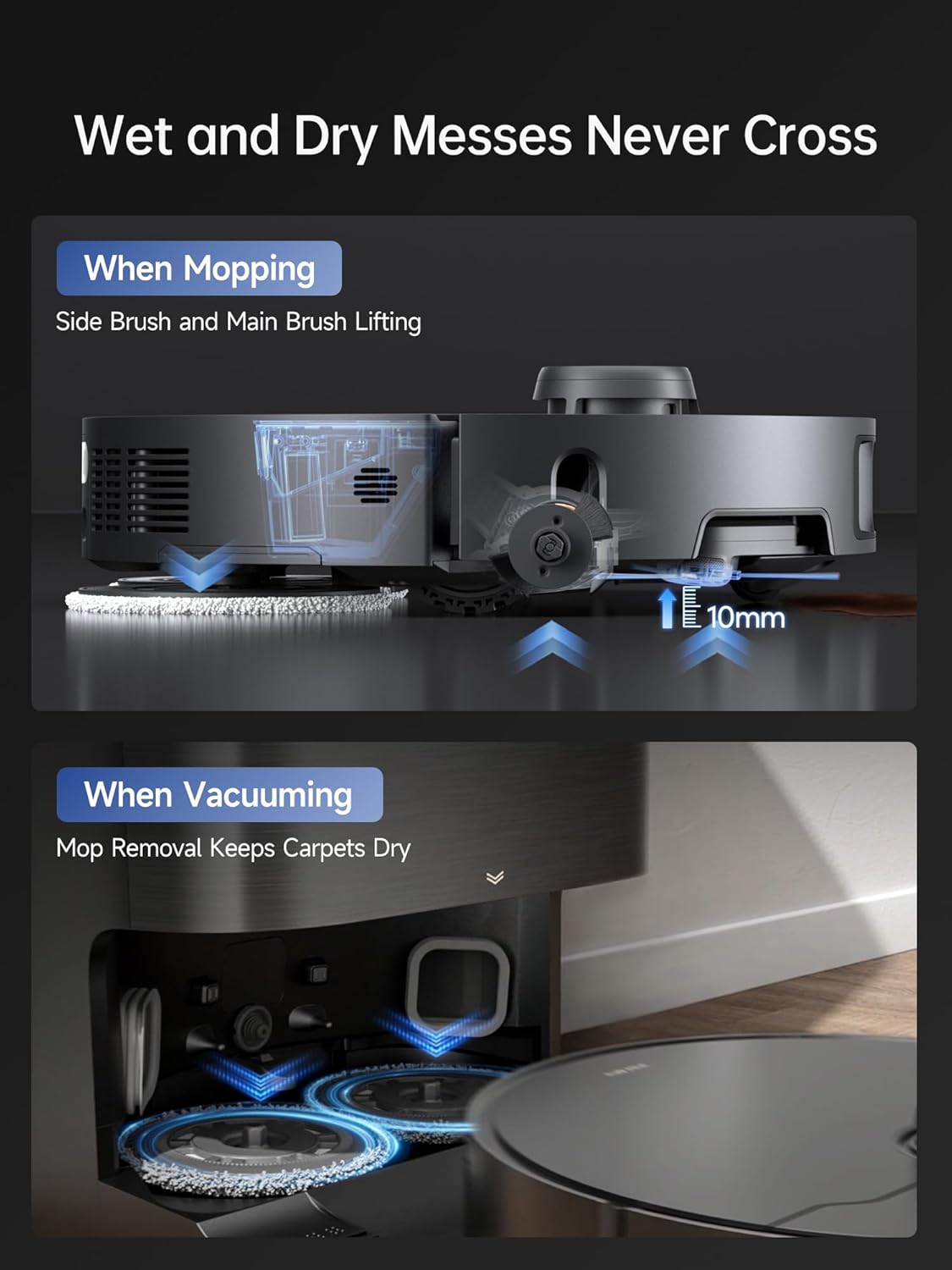 DREAME X40 Ultra Robotic Vacuum with Removable Mop and Liftable Brushes