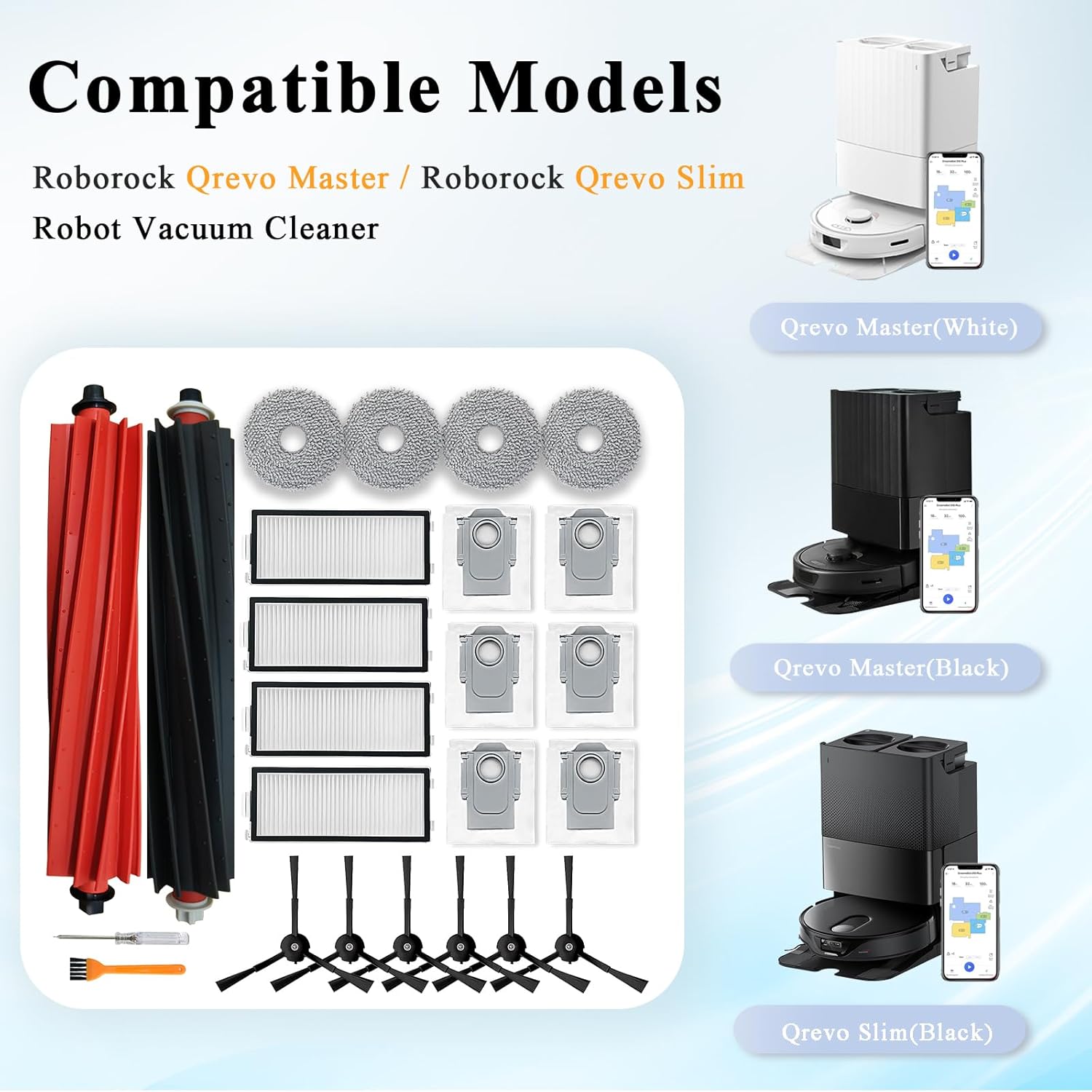 Replacement Parts Kit for Roborock Qrevo Master and Qrevo Slim Vacuum
