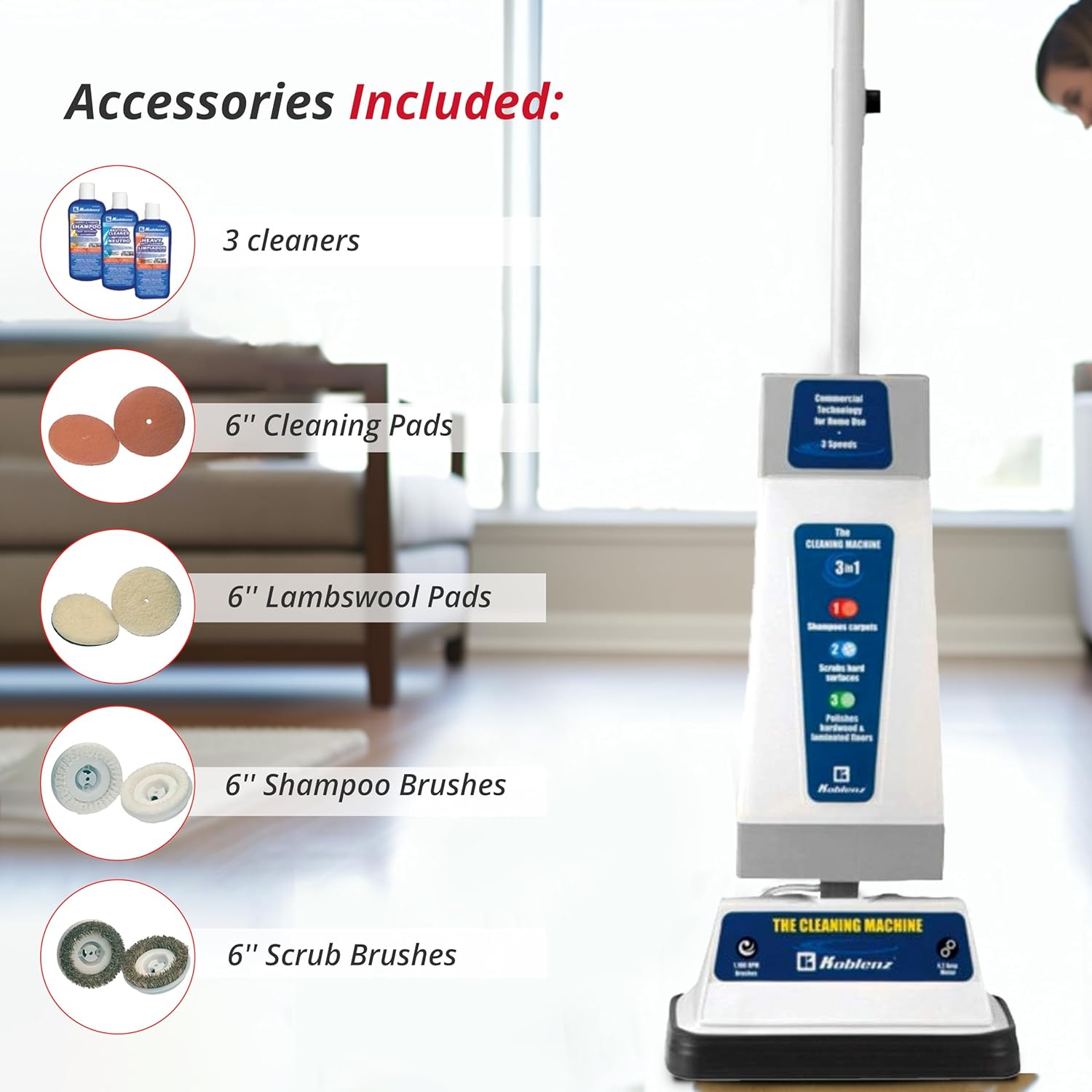 Koblenz Floor Shampooer and Polisher 3 Speeds BlueGray
