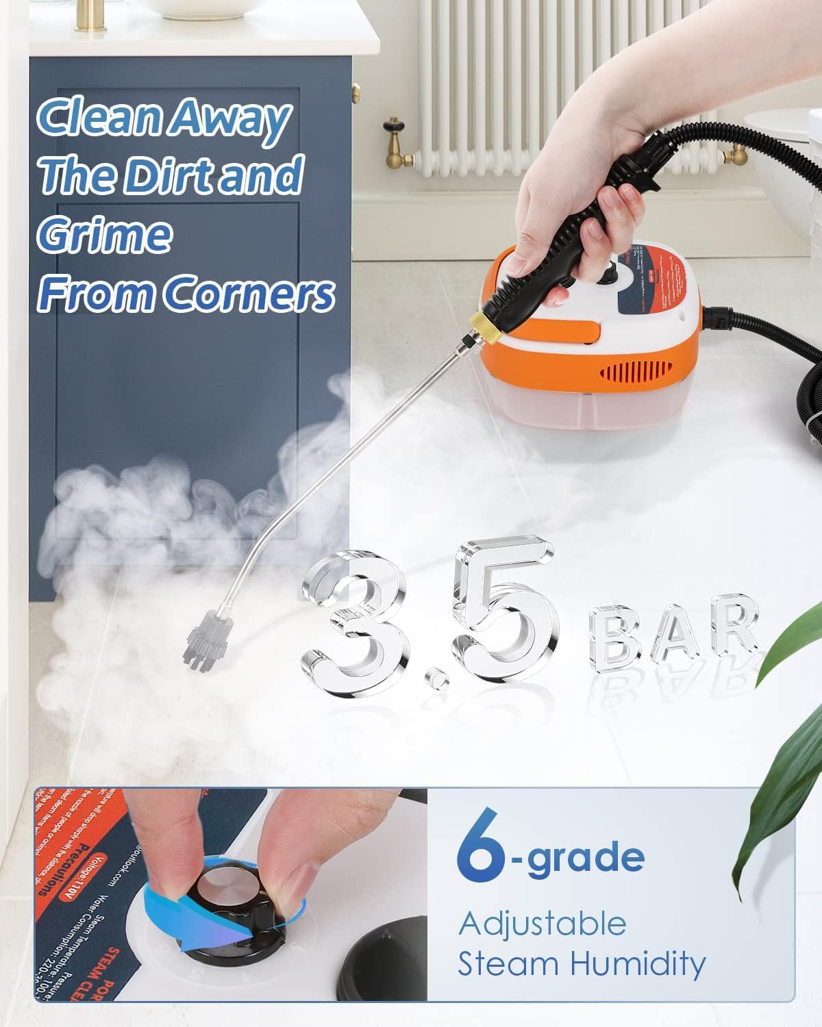 2500W Handheld Steam Cleaner for Home and Car Cleaning