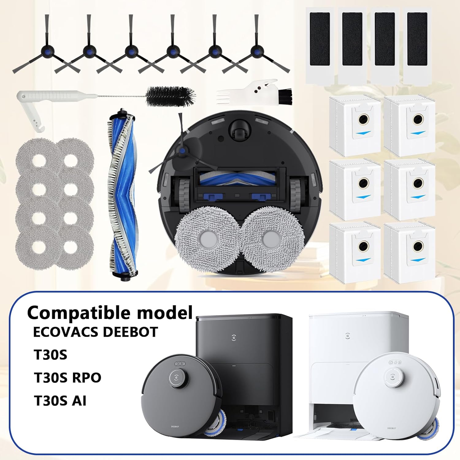 27 Piece Replacement Kit for ECOVACS T30S Robot Vacuum