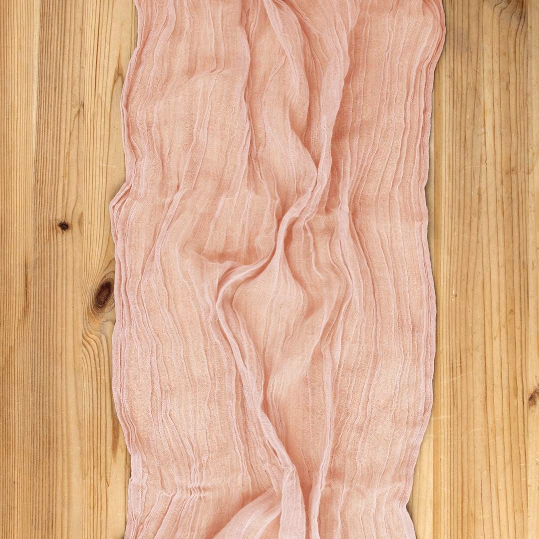 Blush Pink Cheesecloth Table Runner Extra Long 283x157 Inch