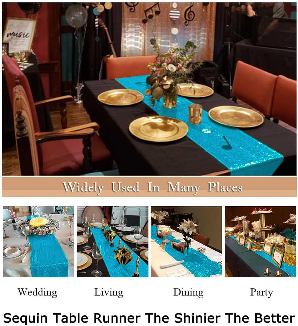 ShiDianYi Turquoise Sequin Table Runners 5 Pack