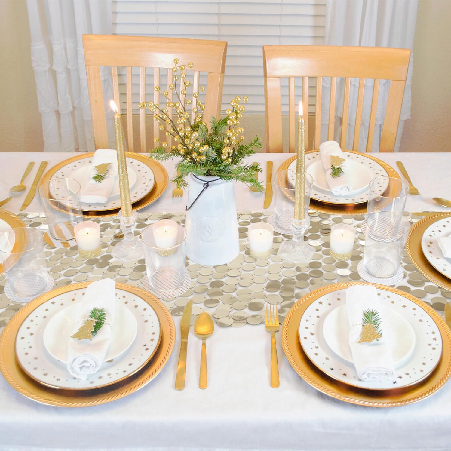 Champagne Sequin Table Runner 12x108 Inches