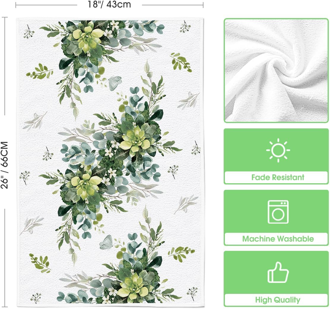Artoid Mode Eucalyptus Butterfly Dish Towels Set of 2