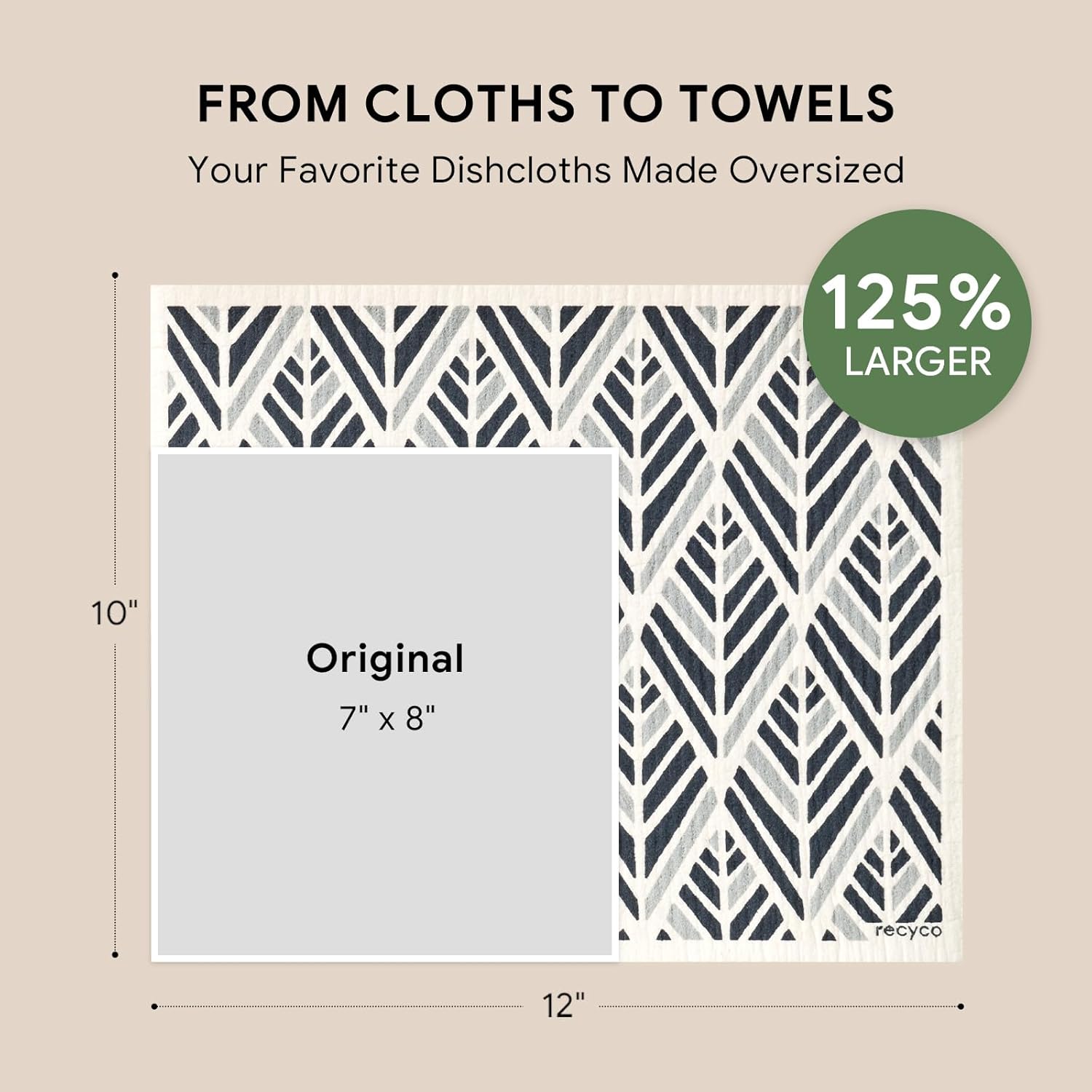 RECYCO 4-Pack Oversized Swedish Dishcloths for Kitchen