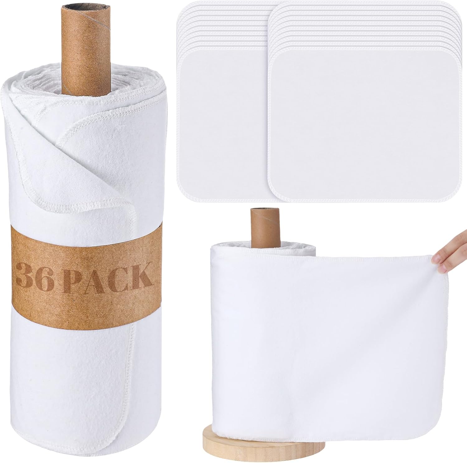 36 Count Reusable Cleaning Cloths Cotton Kitchen Towels Classic White