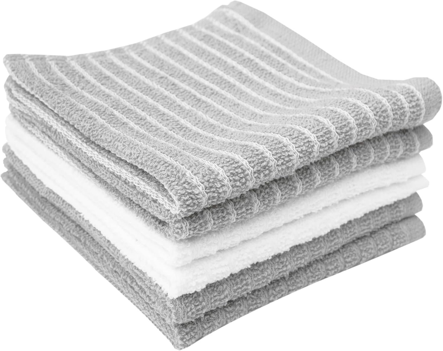 Ritz Horizontal Stripe Bar Mop Cloth Set Gray 6 Piece