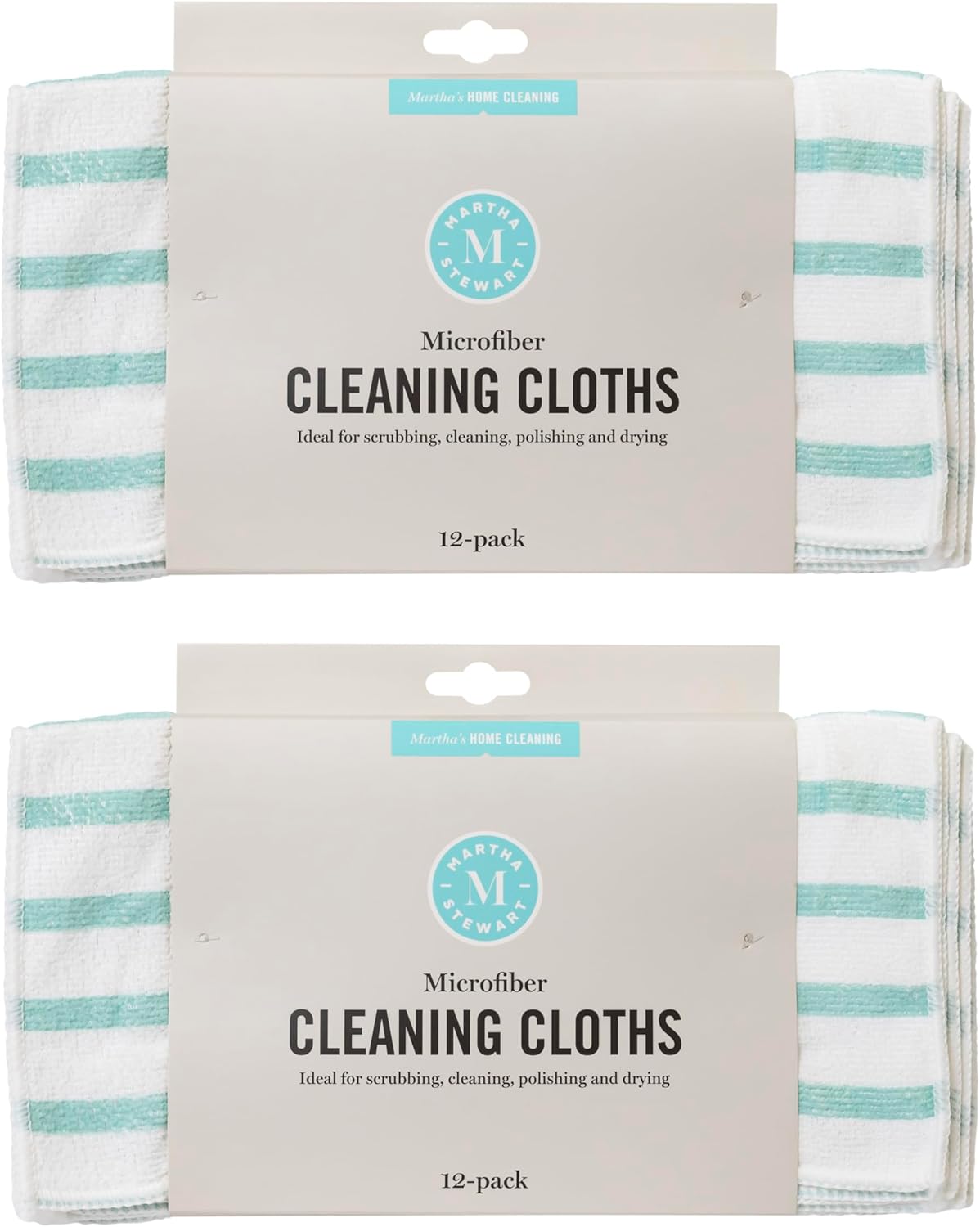 Martha Stewart Microfiber Cleaning Cloths 24 Count Teal Stripes