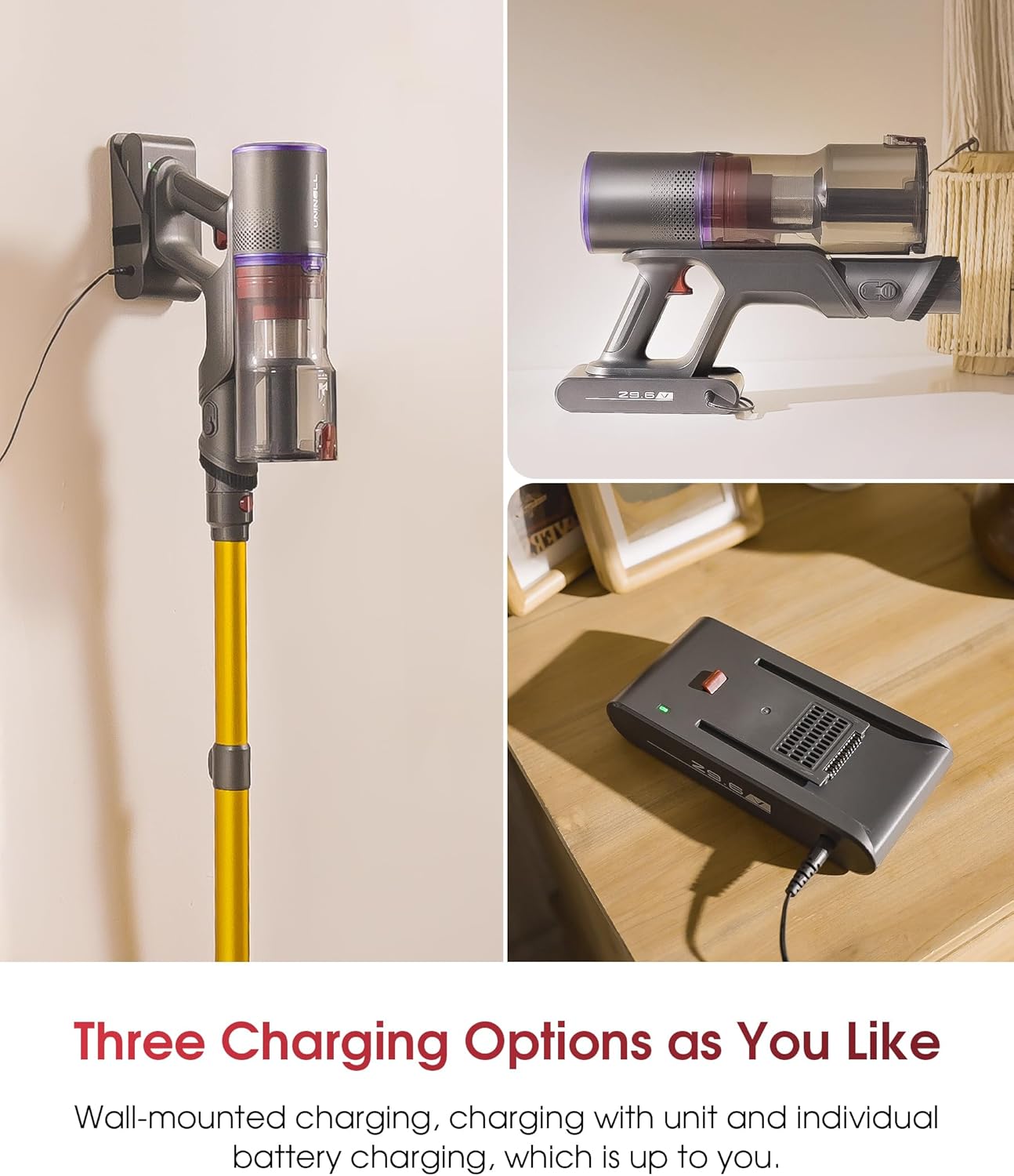 UNINELL HOME Cordless Stick Vacuum Cleaner 48000Pa 550W 65Mins