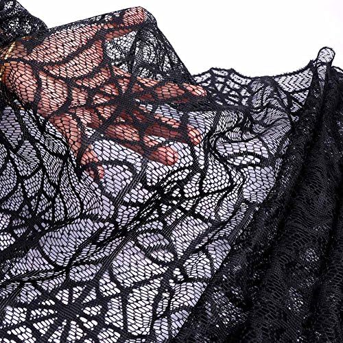 Hooqict Halloween Table Runner 20x80 Inch Black Lace