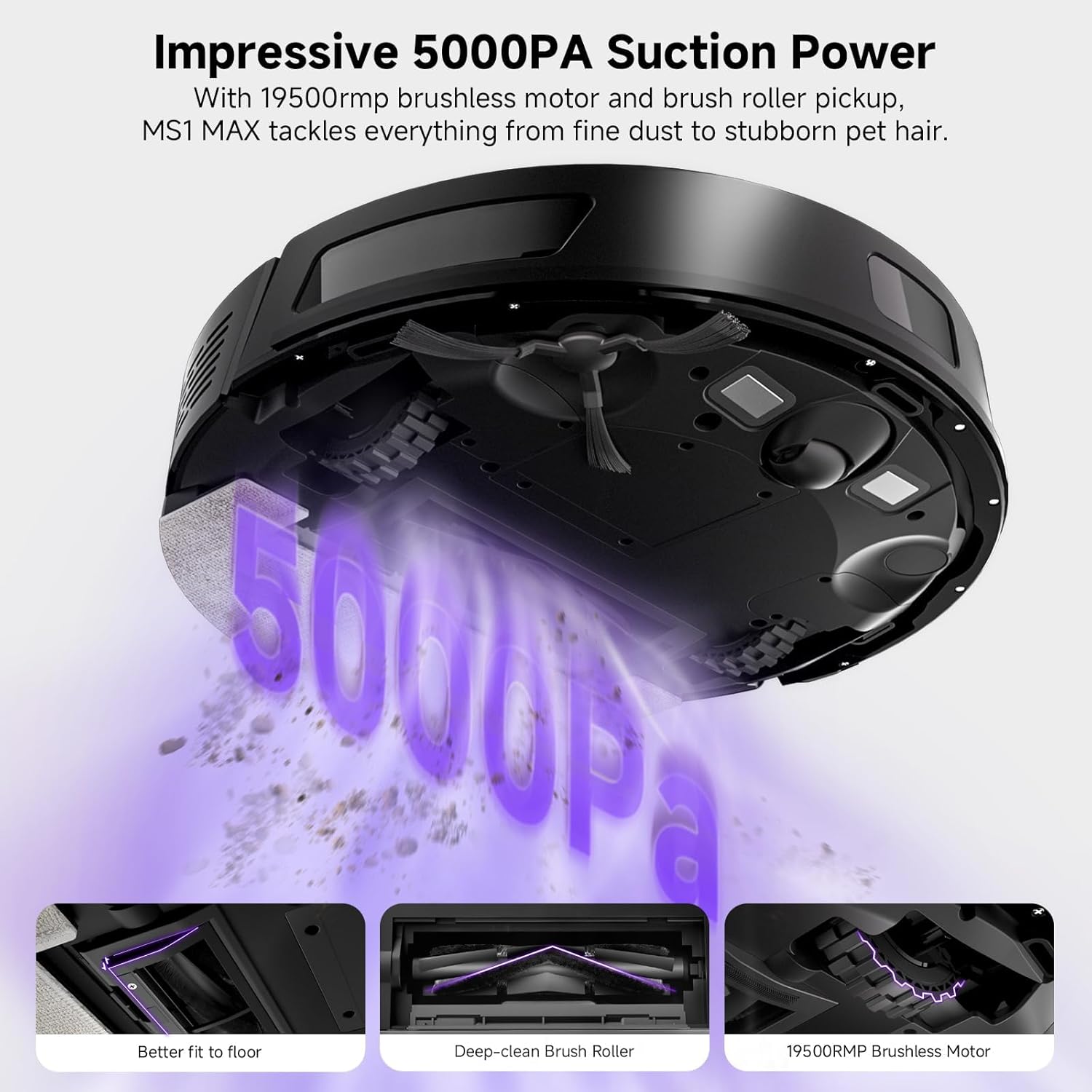 MONSGA Robot Vacuum and Mop Combo with 5000Pa Suction