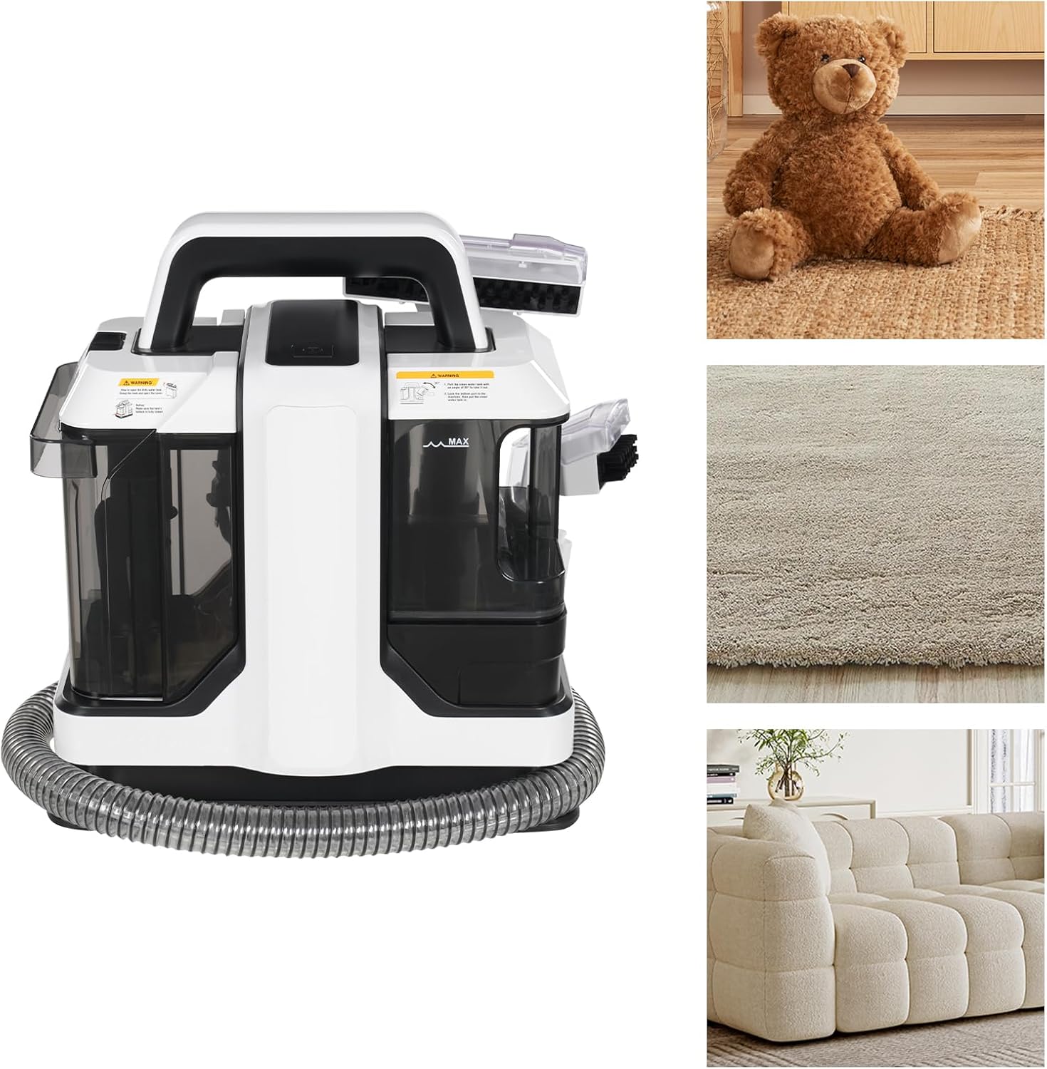 11Kpa Powerful Suction Carpet Cleaner Machine with 2 Brushes and Large Tank