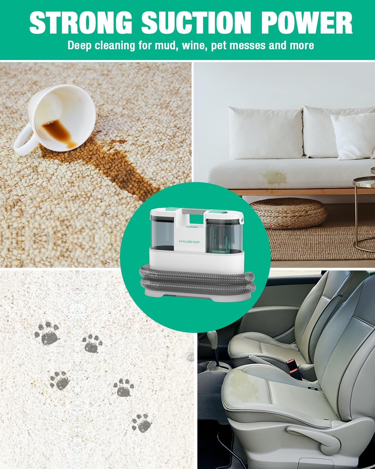 HAUSHOF Portable Carpet Spot and Upholstery Cleaner