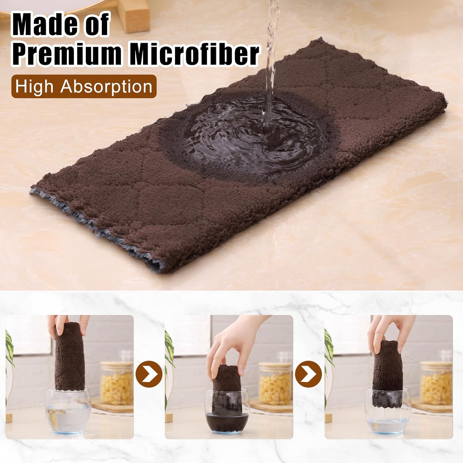 Mordimy 12 Pack Dish Towels 10x10 Dark Grey Brown