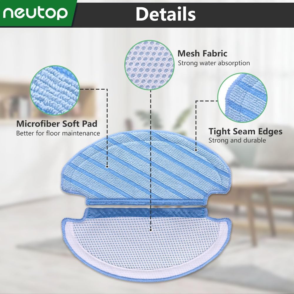 Neutop Replacement Washable Mopping Pads 8-Pack