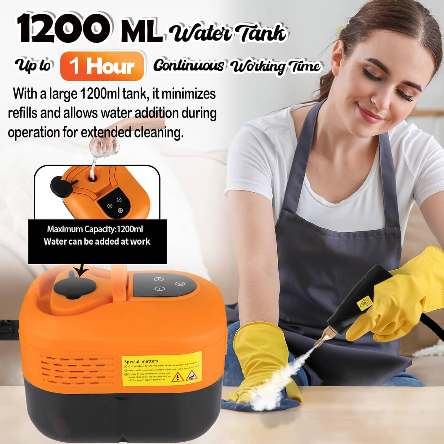 1200ml Handheld Steam Cleaner with 5 Accessories
