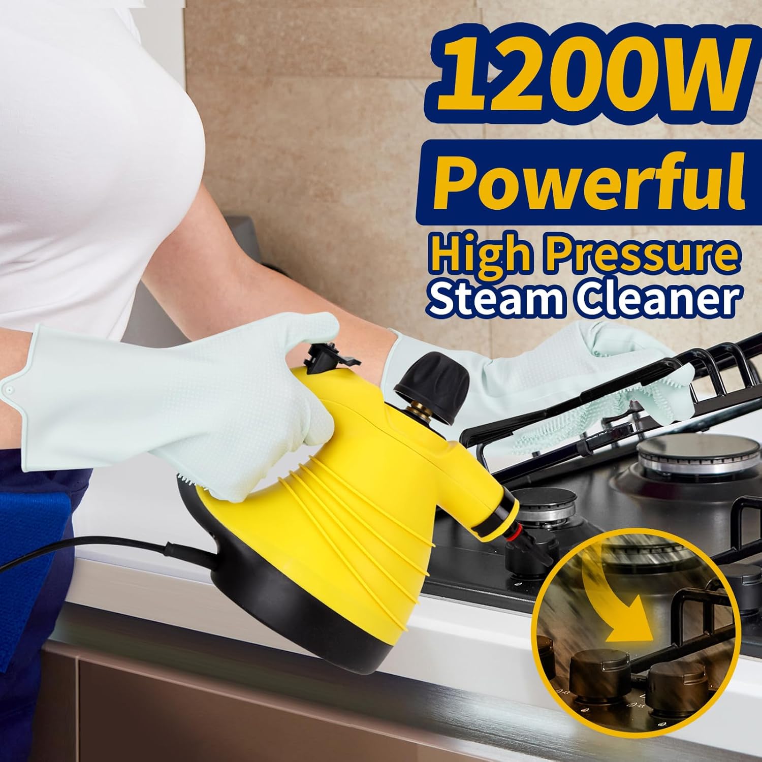 STRCEAT Handheld Steam Cleaner with 12 Accessories and Safety Lock