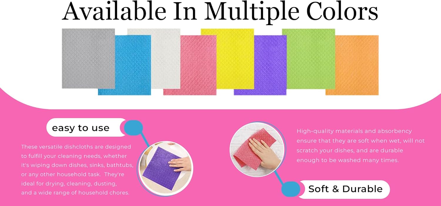 Premium Quality Swedish Sponge Dishcloths 10 Pack
