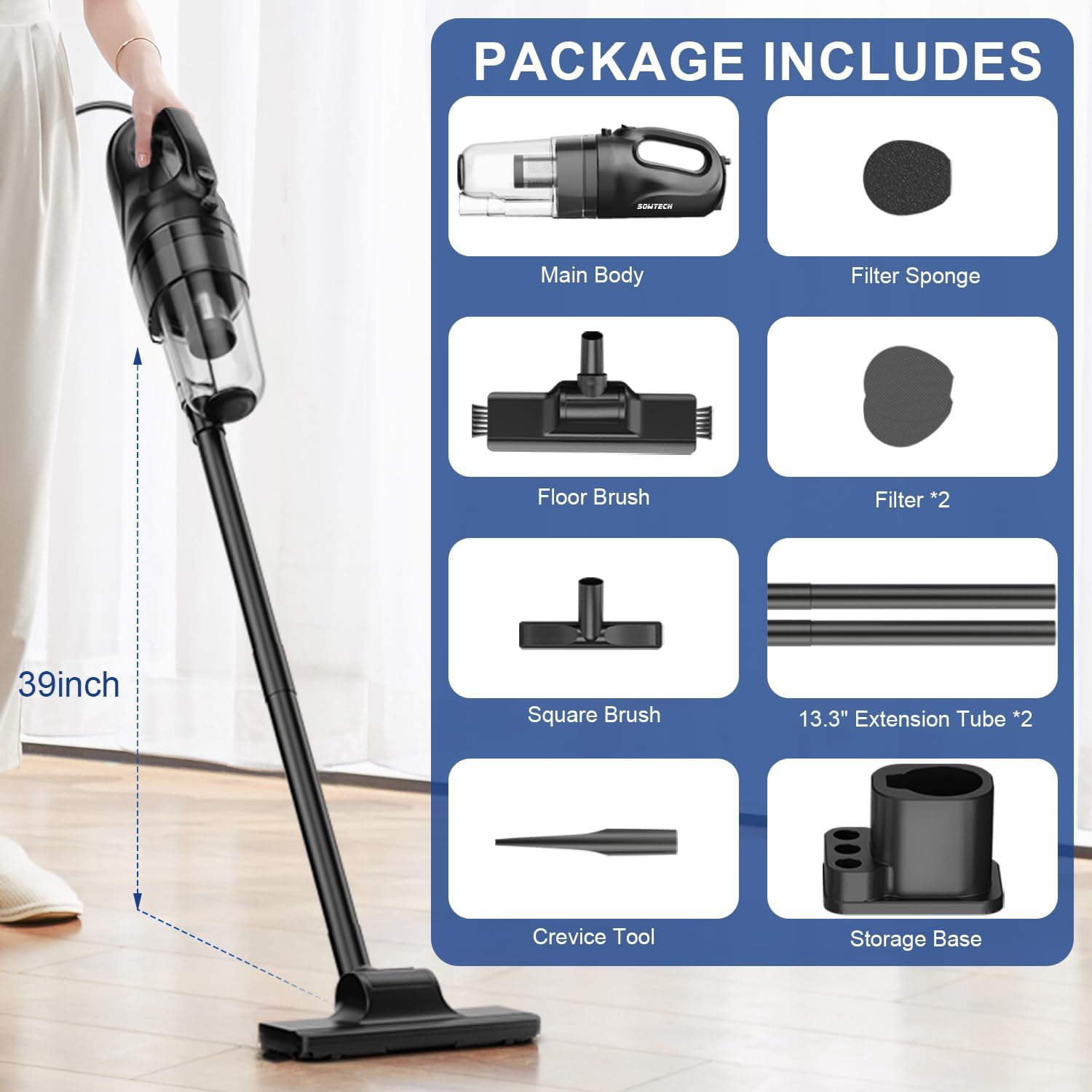 SOWTECH Corded Vacuum Cleaner with 6-in-1 Attachments