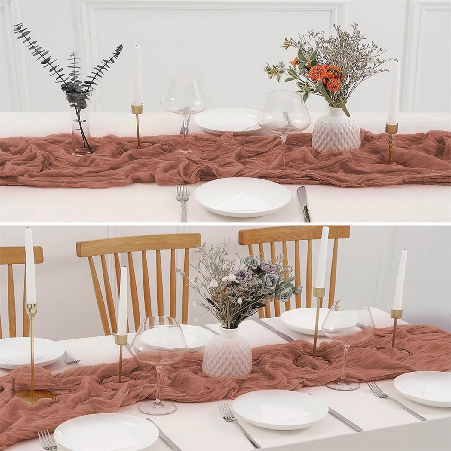 6 Pack Dusty Pink Cheesecloth Table Runners 10 Ft