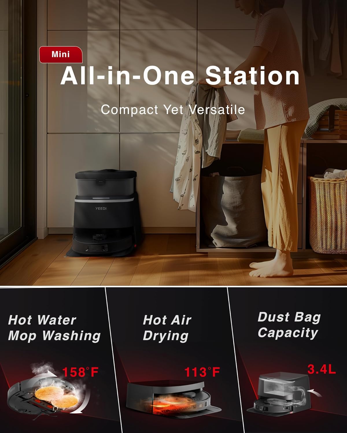 Yeedi M12 PRO Robotic Vacuum and Mop with Auto-Lift and Auto Mop